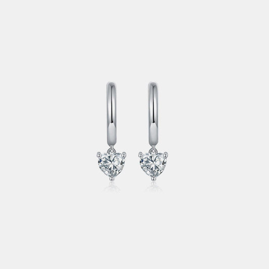 1 Carat Moissanite 925 Sterling Silver Heart Earrings Carauana Store