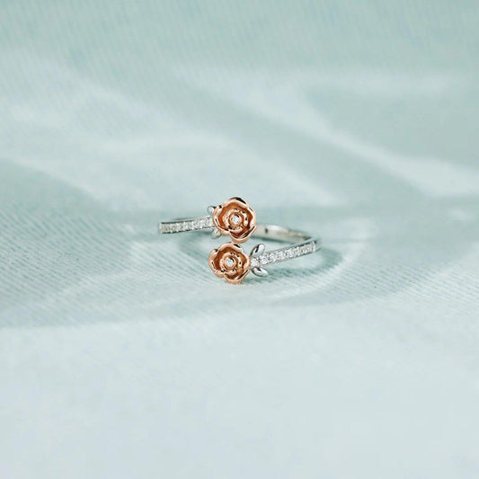 Rose Shape Inlaid Zircon Bypass Ring Carauana Store