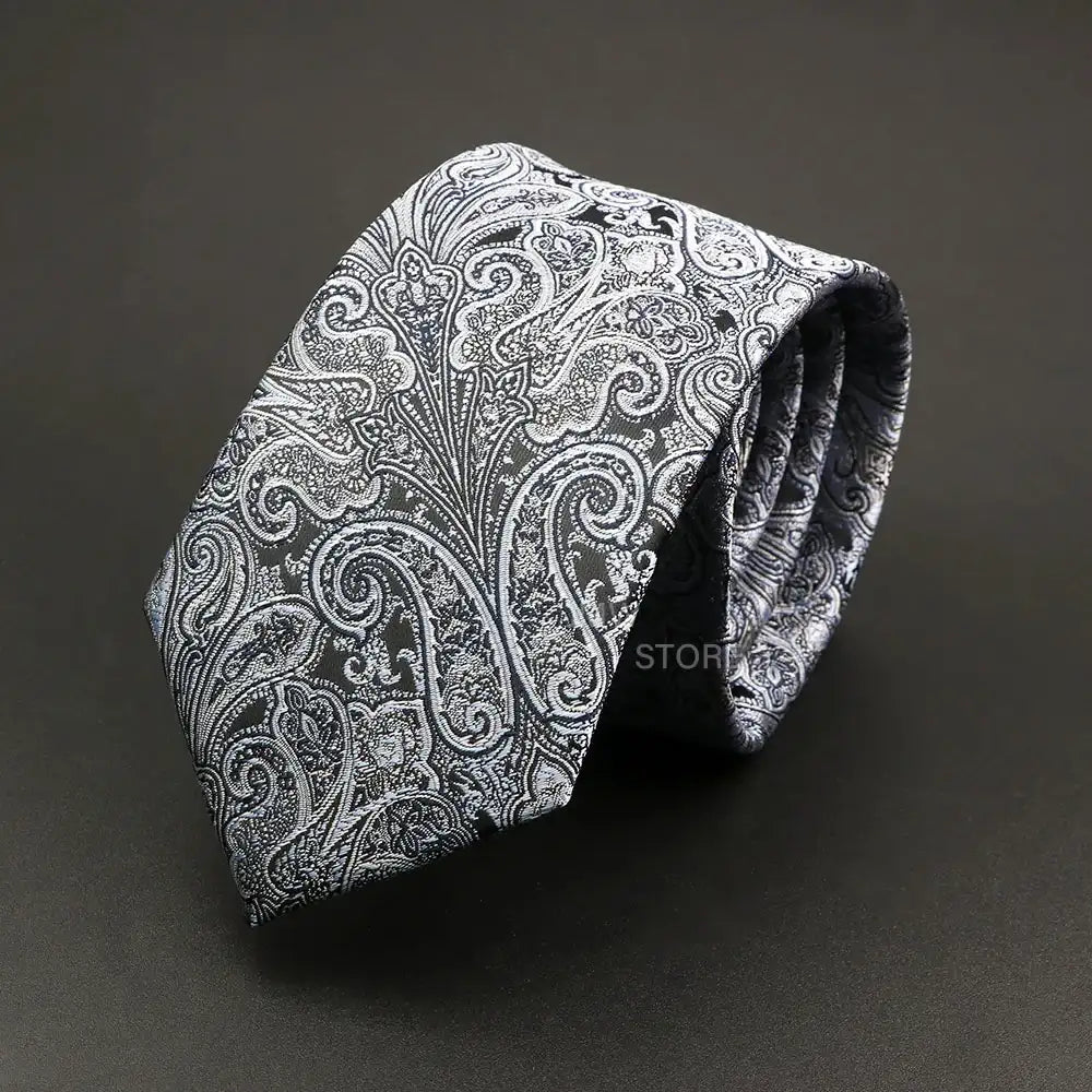 Grey Brown Green Paisley Wedding and Business Necktie for Men CaRaUaNa Fashion