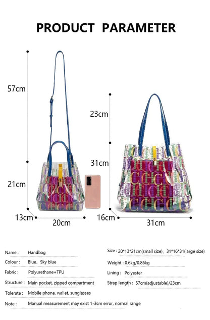 CH Women’s PVC Bucket Bag Large Capacity Beach & Everyday Tote CaRaUaNa Fashion