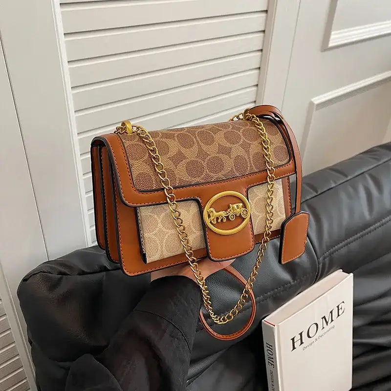 CaRaUaNa iconic Retro Shoulder Bag coffe and beige