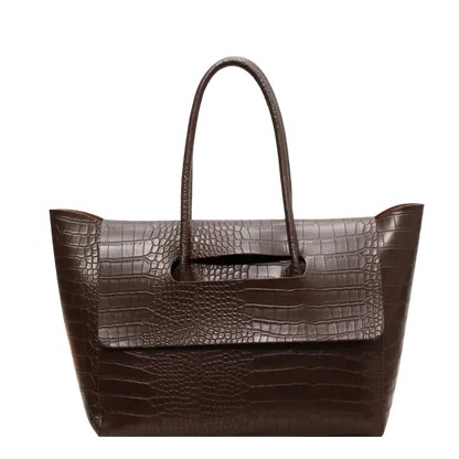Carauana Crocodile Leather Handbag-Brown3