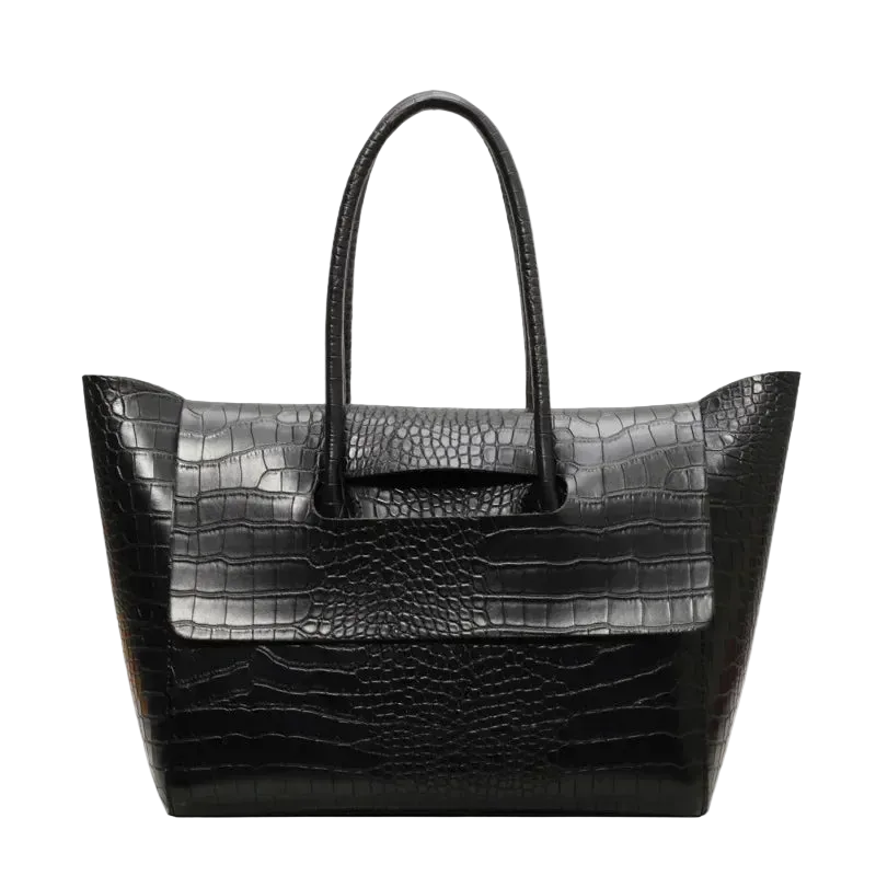 Carauana Crocodile Leather Handbag Black3