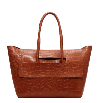 Carauana Crocodile Leather Handbag Coffe