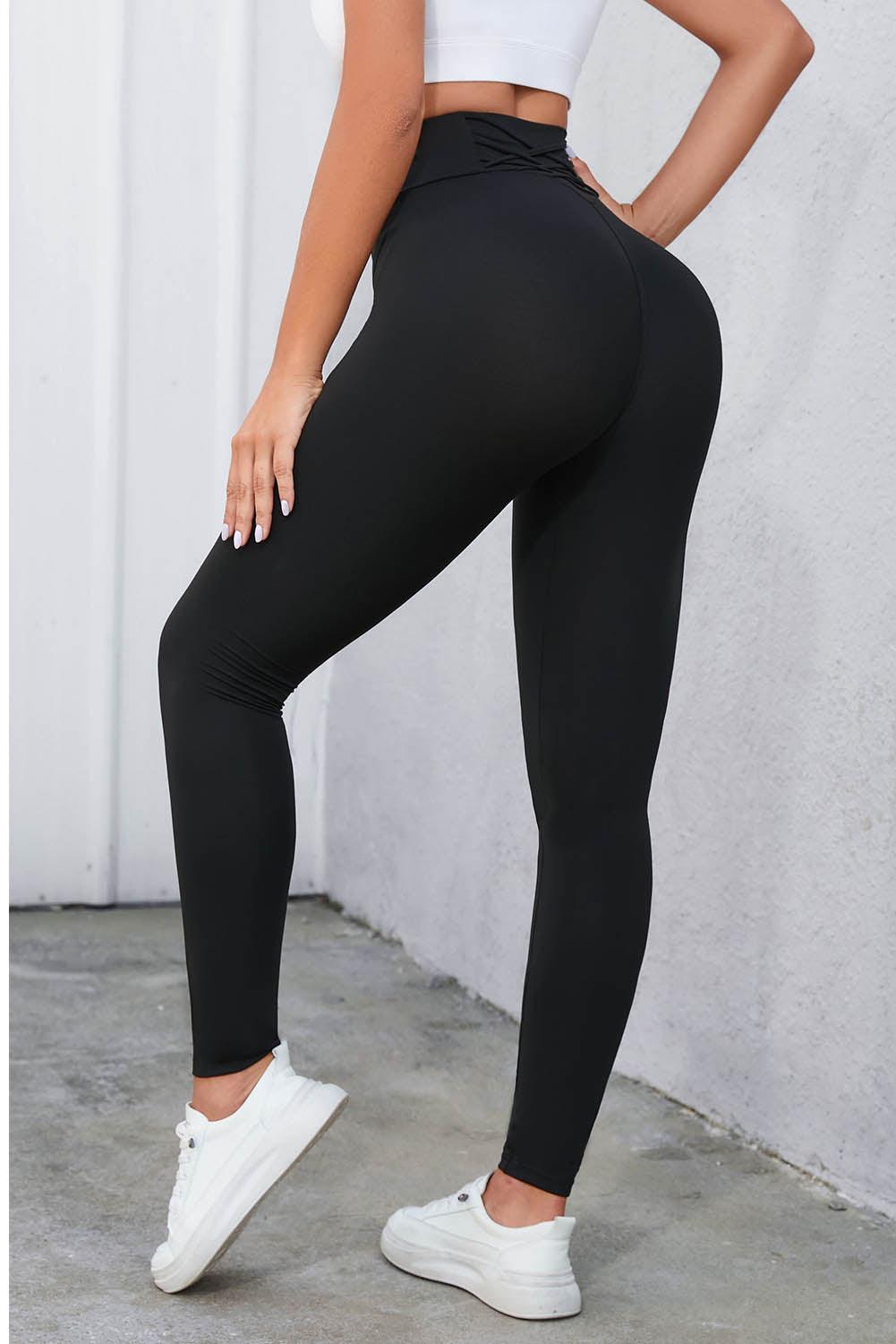 Crisscross Detail Wide Waistband Leggings Carauana Store