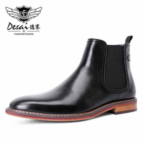 Botas Chelsea Desai para hombre, suela inferior de piel de becerro auténtica, parte superior de piel de becerro, zapatos de bota hechos a mano interiores