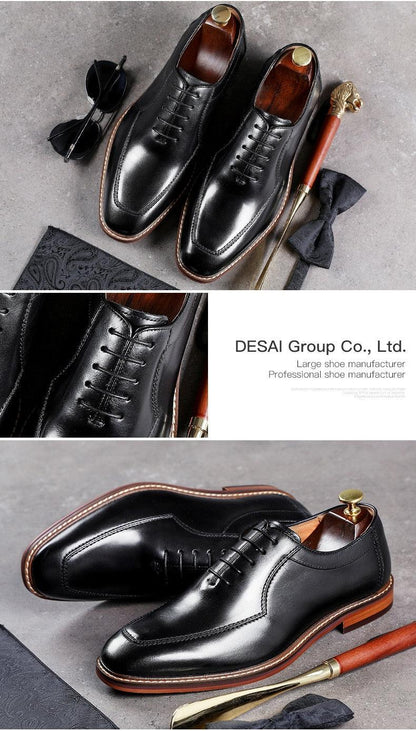 Desai Men Dress Shoes Oxfords Genuine Leather Italian Formal Shoes