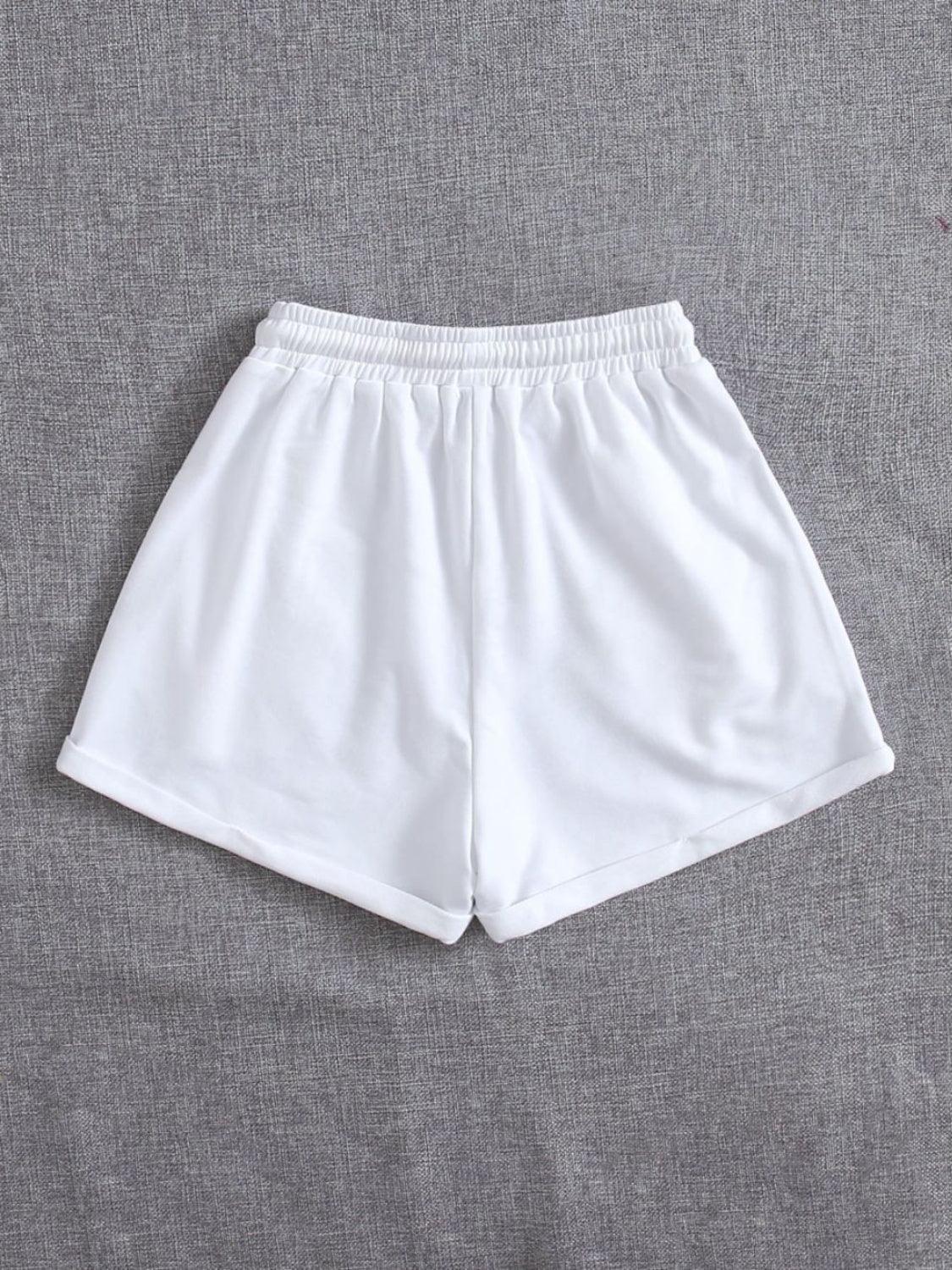 Drawstring Pocketed Elastic Waist Shorts