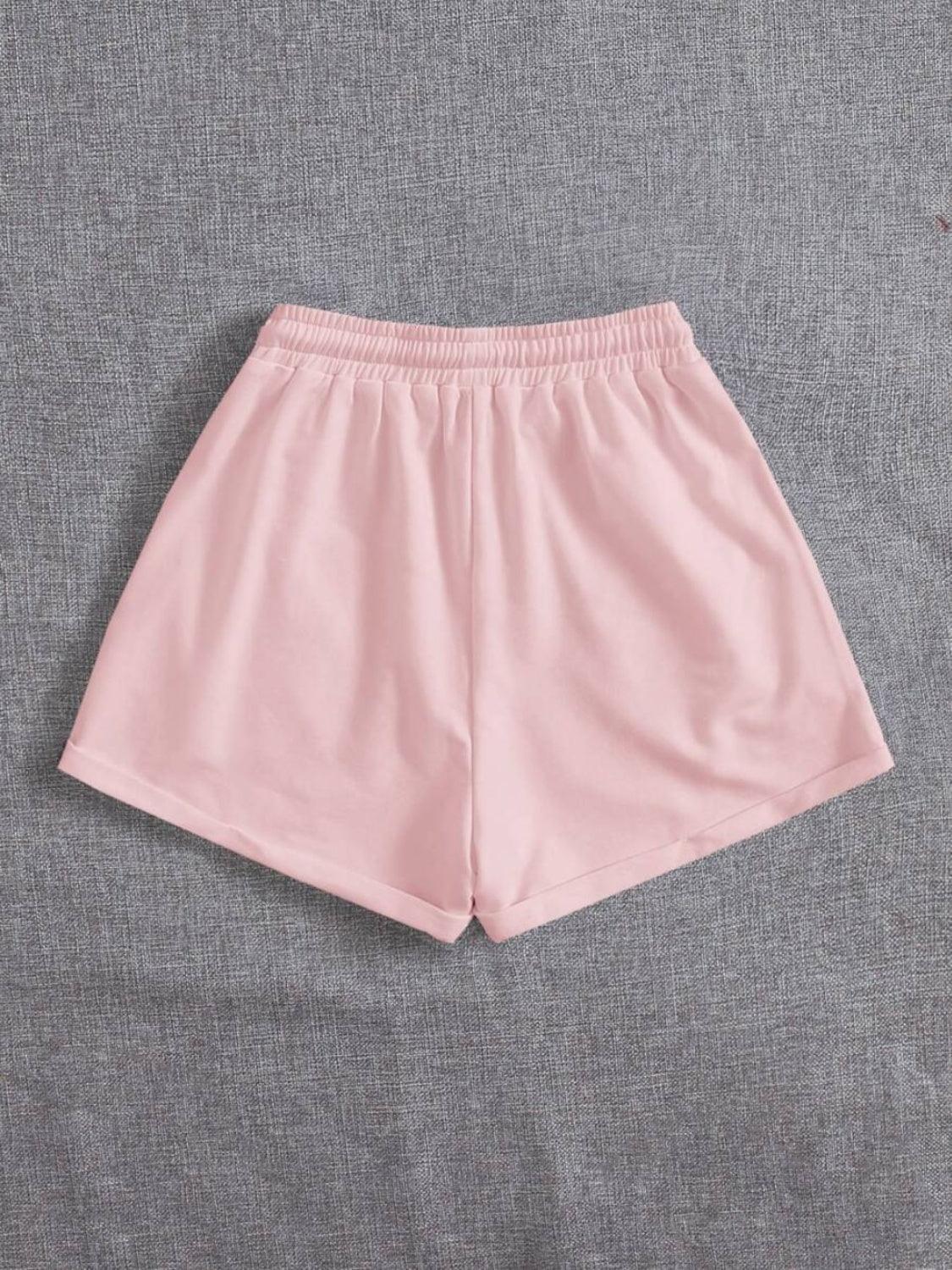 Drawstring Pocketed Elastic Waist Shorts