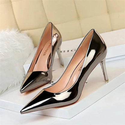 Fashion Women's Patent Leather High Heels - Perfect for Parties!