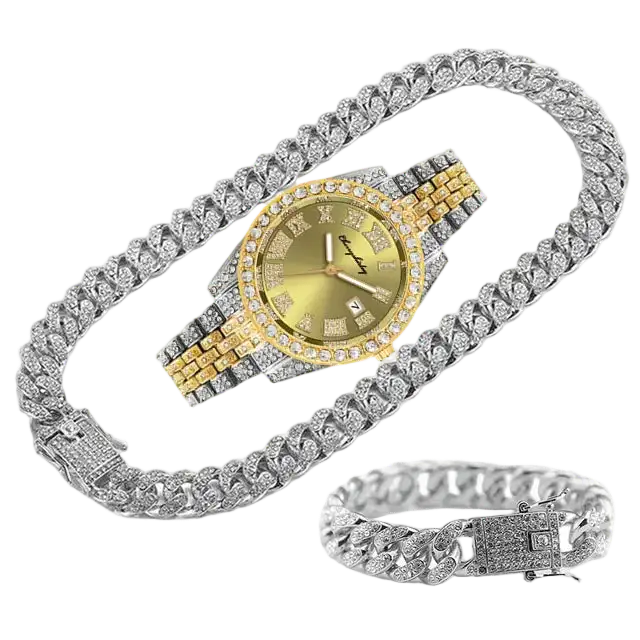 JOJO SCARLT Iced Out Watch Set – 3-Piece Bundle CaRaUaNa Fashion