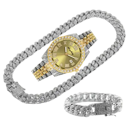 JOJO SCARLT Iced Out Watch Set – 3-Piece Bundle CaRaUaNa Fashion