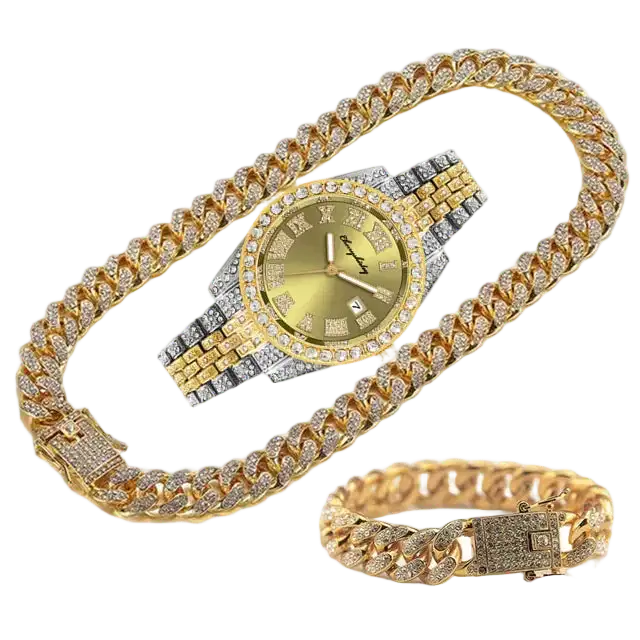JOJO SCARLT Iced Out Watch Set – 3-Piece Bundle CaRaUaNa Fashion