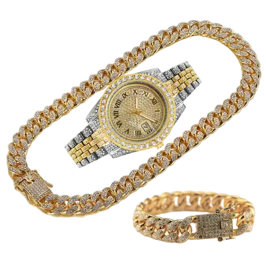 JOJO SCARLT Iced Out Watch Set – 3-Piece Bundle CaRaUaNa Fashion
