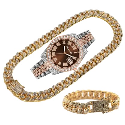 JOJO SCARLT Iced Out Watch Set – 3-Piece Bundle CaRaUaNa Fashion
