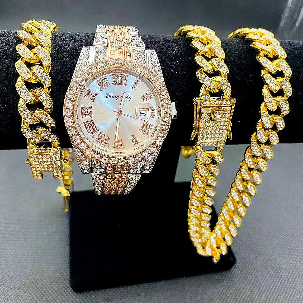 JOJO SCARLT Iced Out Watch Set – 3-Piece Bundle CaRaUaNa Fashion