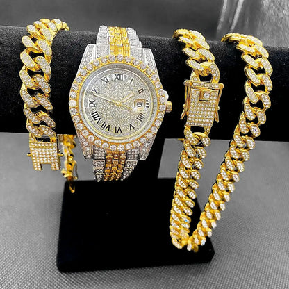 JOJO SCARLT Iced Out Watch Set – 3-Piece Bundle CaRaUaNa Fashion