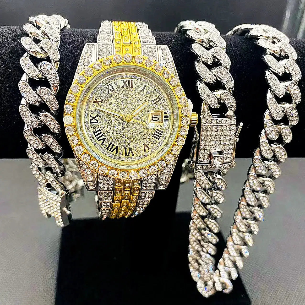 JOJO SCARLT Iced Out Watch Set – 3-Piece Bundle CaRaUaNa Fashion