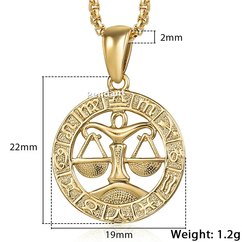 Zodiac Pendant Necklace | Gold-Filled Horoscope Necklace with 12 Signs CaRaUaNa Fashion