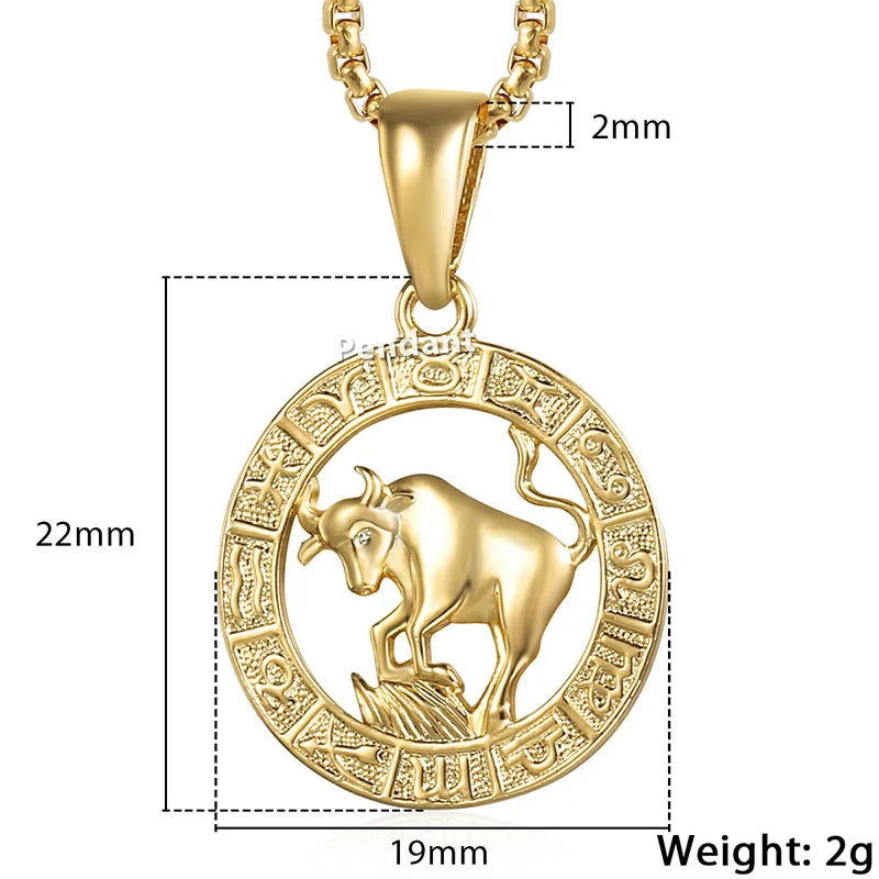 Zodiac Pendant Necklace | Gold-Filled Horoscope Necklace with 12 Signs CaRaUaNa Fashion