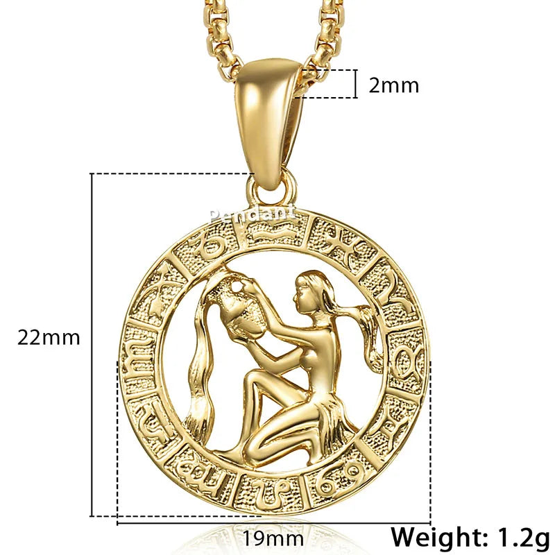 Zodiac Pendant Necklace | Gold-Filled Horoscope Necklace with 12 Signs CaRaUaNa Fashion