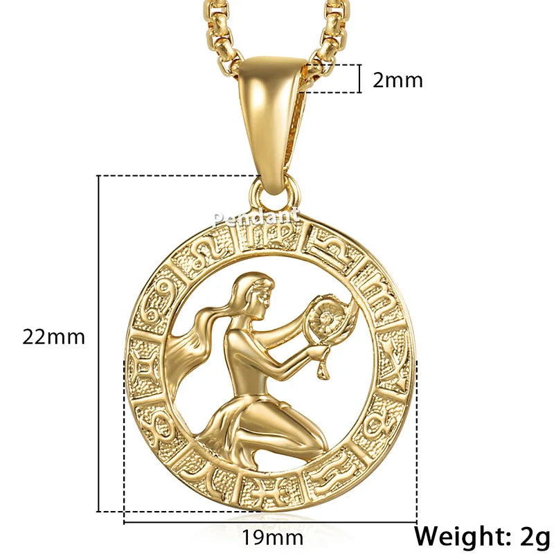 Zodiac Pendant Necklace | Gold-Filled Horoscope Necklace with 12 Signs CaRaUaNa Fashion