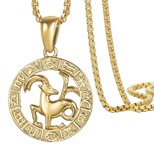 Gold zodiac pendant with chain