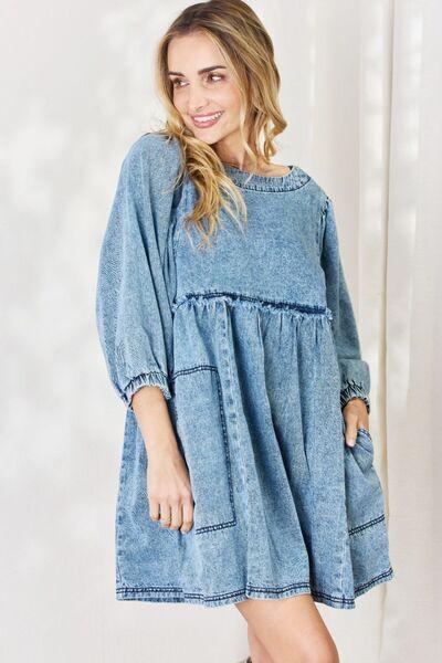 HEYSON Full Size Oversized Denim Babydoll Dress