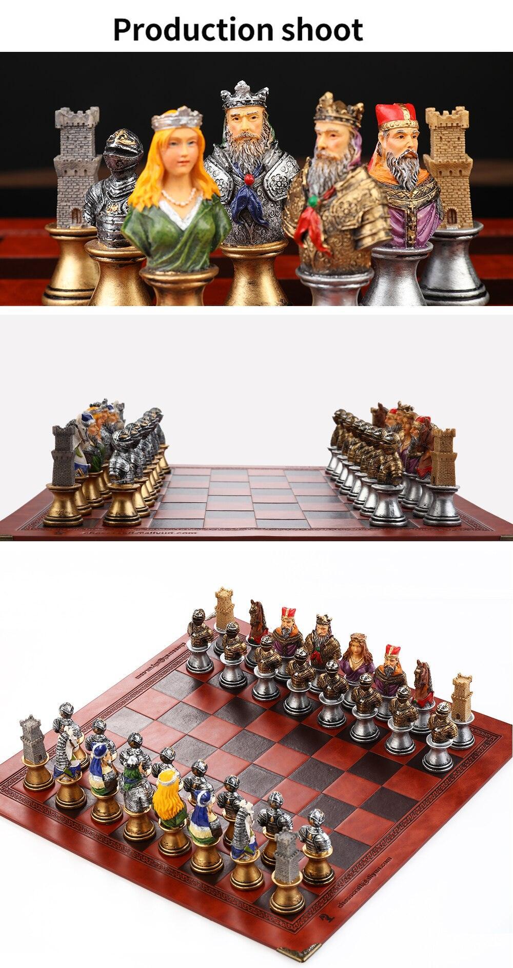 Historical Theme Resin Chess Figures 32 Painted Chess Game Gift Collection