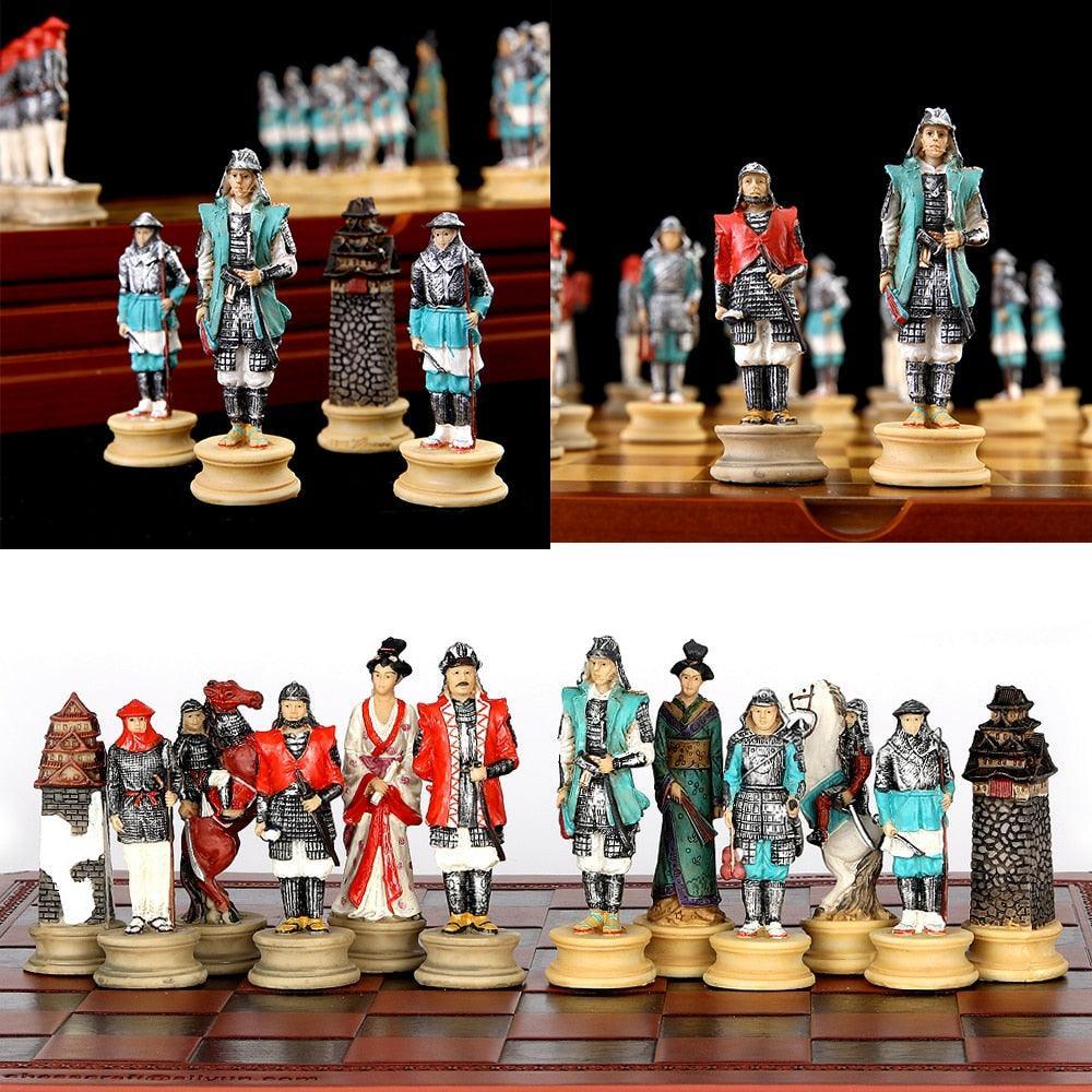 Historical Theme Resin Chess Figures 32 Painted Chess Game Gift Collection