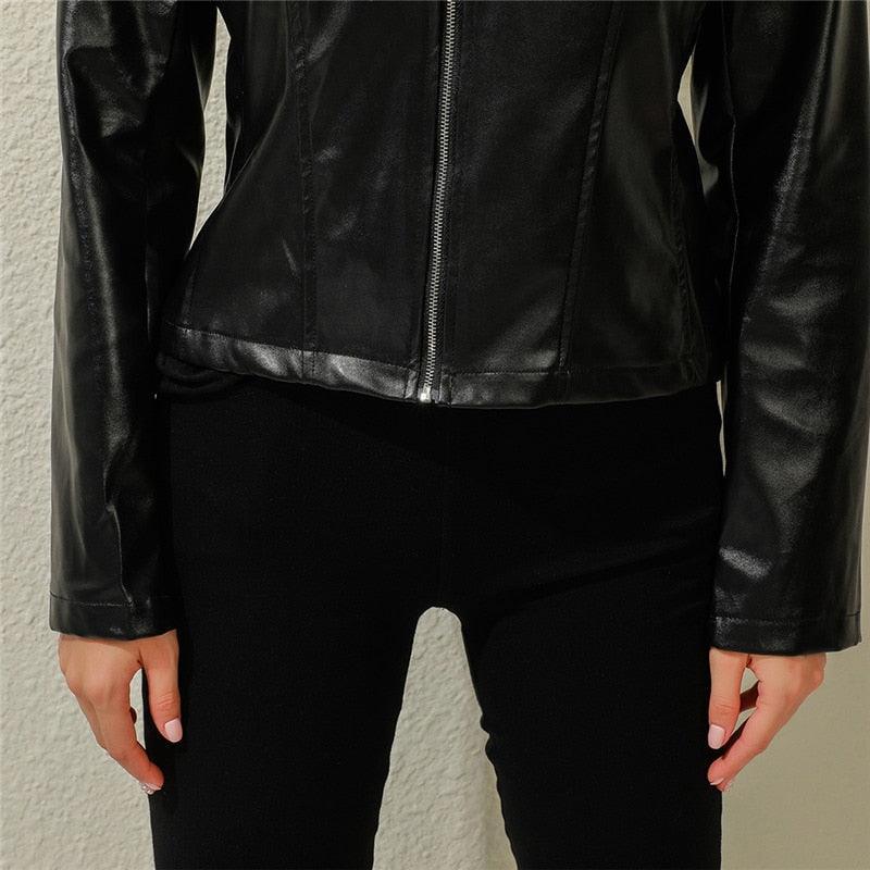 Jacket Women Coat Faux Leather