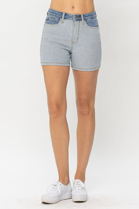 Judy Blue Full Size Color Block Denim Shorts Carauana Store