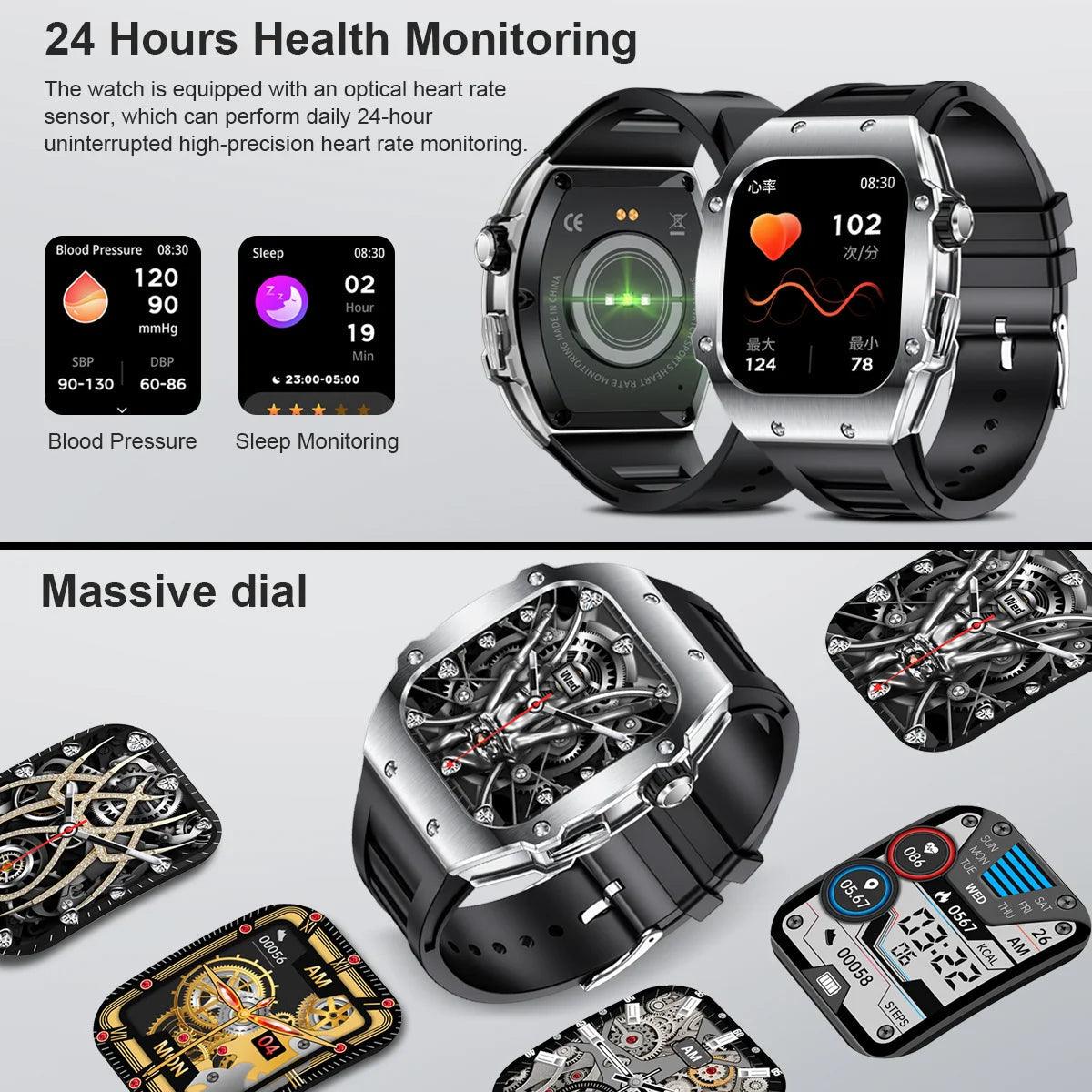 LIGE Smart Watch For Men Waterproof Bluetooth Call Heart Rate Monitor