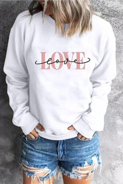 LOVE Round Neck Dropped Shoulder Sweatshirt Carauana Store