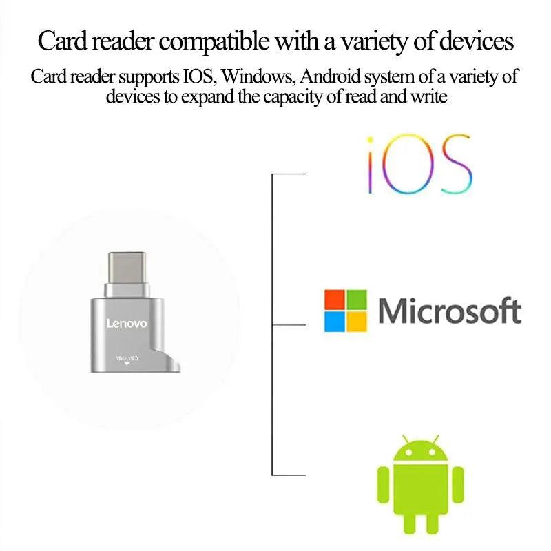 Lenovo Micro SD Card Reader, USB C to SD Card Reader, Type C TF Memory Card Reader with USB C to USB Adapter Carauana Store