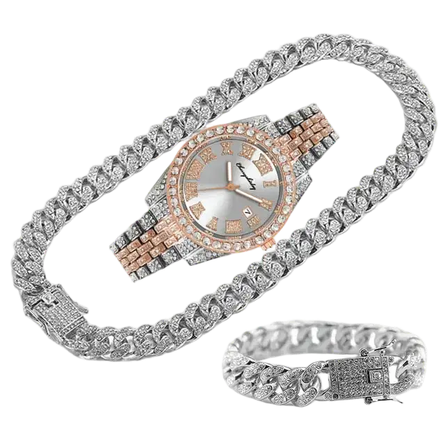 JOJO SCARLT Iced Out Watch Set – 3-Piece Bundle CaRaUaNa Fashion