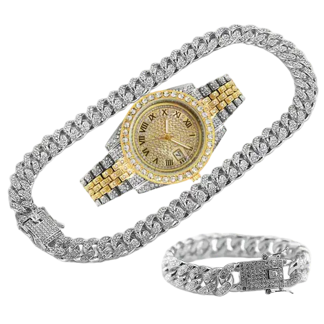 JOJO SCARLT Iced Out Watch Set – 3-Piece Bundle CaRaUaNa Fashion