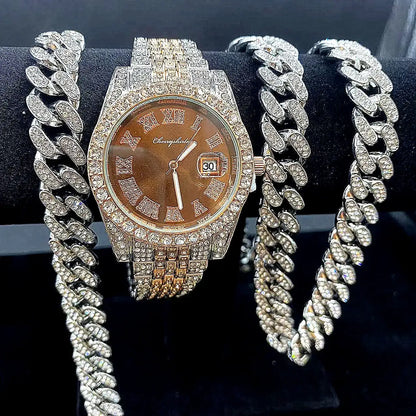 JOJO SCARLT Iced Out Watch Set – 3-Piece Bundle CaRaUaNa Fashion