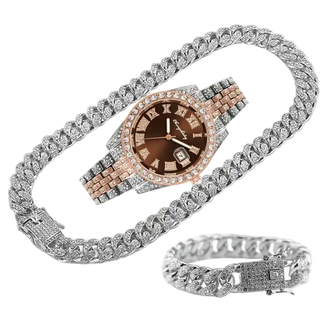 JOJO SCARLT Iced Out Watch Set – 3-Piece Bundle CaRaUaNa Fashion