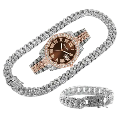 JOJO SCARLT Iced Out Watch Set – 3-Piece Bundle CaRaUaNa Fashion