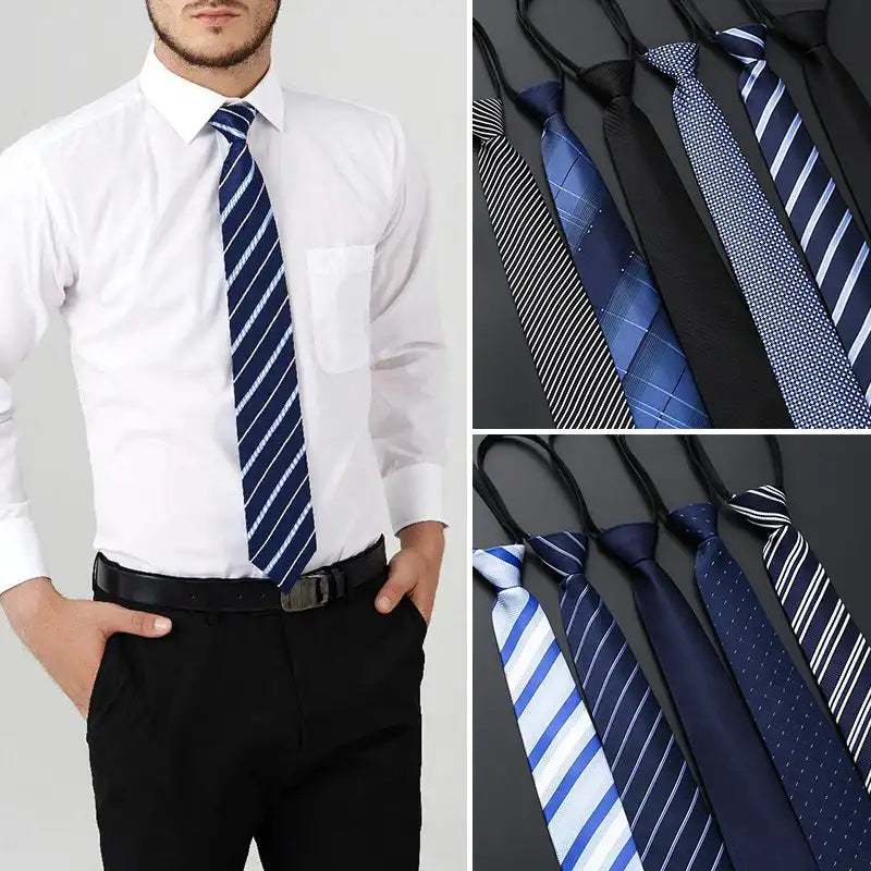 Lazy Zipper Men’s Tie Slim Formal Necktie CaRaUaNa Fashion