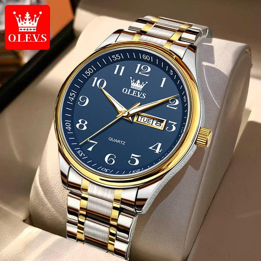 OLEVS 5567 Classic Quartz Watch for Women Set Elegant Dress Luminous Waterproof Week Date Clock Stainless Steel Wristwatch Gift