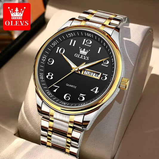 OLEVS 5567 Classic Quartz Watch for Women Set Elegant Dress Luminous Waterproof Week Date Clock Stainless Steel Wristwatch Gift