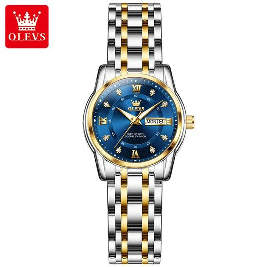 OLEVS Couple Watch Pair for Men and Women Stainless Steel Waterproof Men's Watches Luxury Gold Diamond Lover's Wristwatches 2023