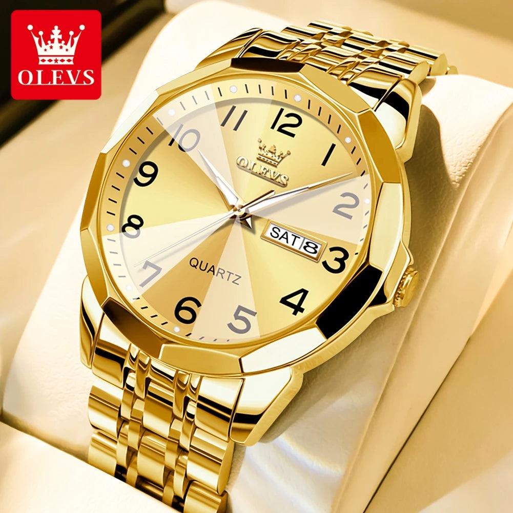 OLEVS Dance of Time: Stainless Steel Elegance with Eternal Calendars Couple's Watches Box Set