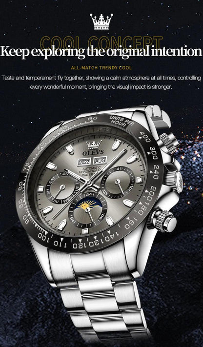 OLEVS Luxury Men's Chronograph Automatic Mechanical Wristwatch-Top Brand Watch