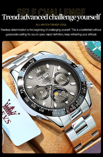 OLEVS Luxury Men's Chronograph Automatic Mechanical Wristwatch-Top Brand Watch