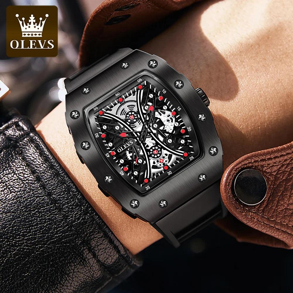 OLEVS Men's Fashion Barrel Shaped Dial Quartz Wristwatch