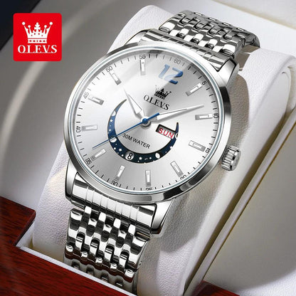 OLEVS Men's Watches Fashion Trend Crescent Shaped Dial Original Quartz Watch