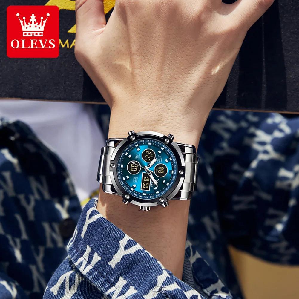 OLEVS Men's Watches Original Multifunctional Wlectronic Watch for Man Waterproof Luminous Alarm Clock Fashion Dress